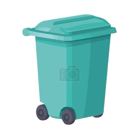 Ilustración de Reciclaje en contenedor azul para plástico sobre blanco - Imagen libre de derechos