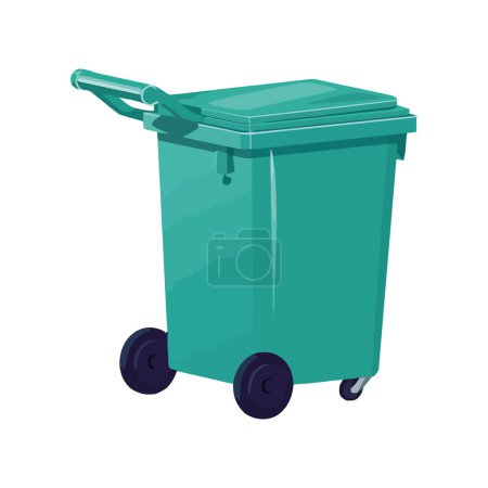 Ilustración de Reciclaje en contenedor de basura de plástico azul sobre blanco - Imagen libre de derechos