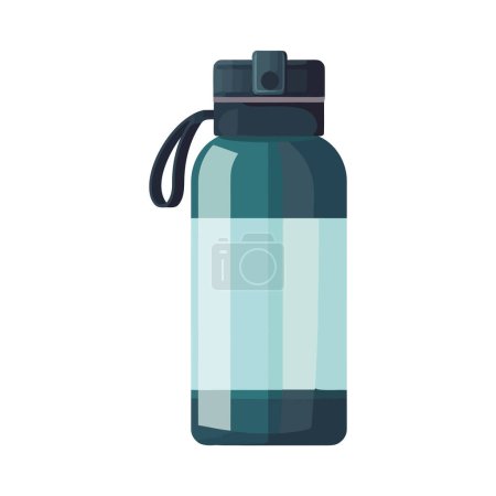 Illustration for Transparent plastic water bottle with blue label over white - Royalty Free Image