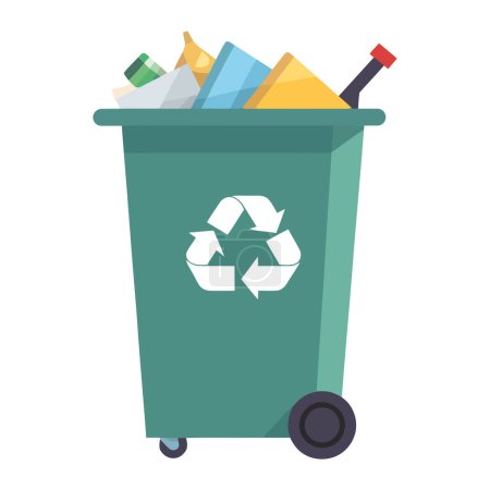 Illustration for Recycling on container over white - Royalty Free Image