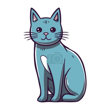 Illustration for Cute blue kitten sitting over white - Royalty Free Image