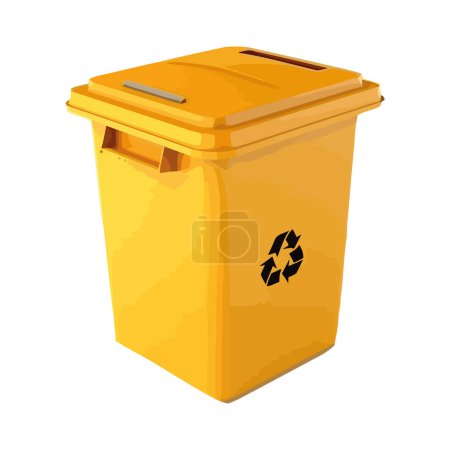 Ilustración de Diseño amarillo de la papelera de reciclaje sobre blanco - Imagen libre de derechos
