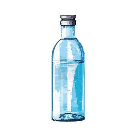 Téléchargez les illustrations : Bouteille en plastique transparent retient l'eau sur blanc - en licence libre de droit
