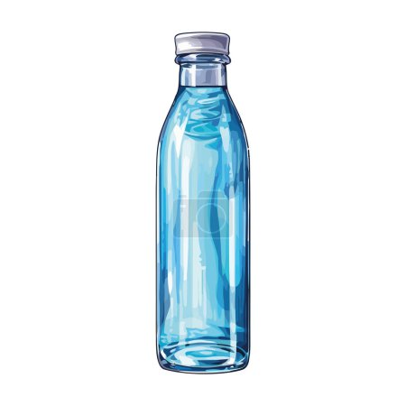 Illustration for Transparent bottle of fresh purified water over white - Royalty Free Image
