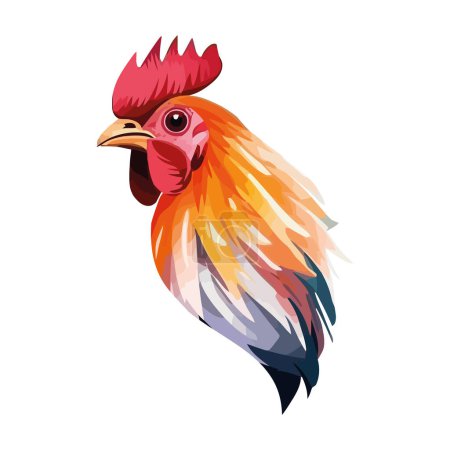 Ilustración de Crowing diseño de gallo sobre blanco - Imagen libre de derechos