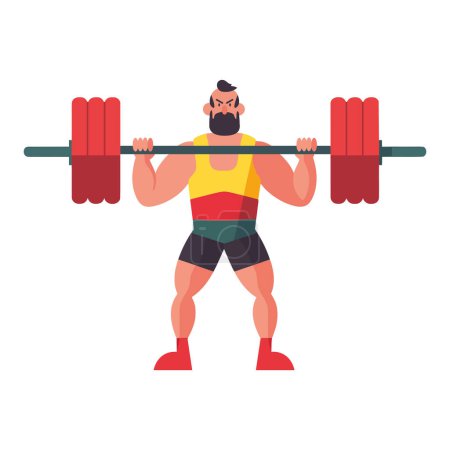 Illustration for Muscular athlete holding weights over white - Royalty Free Image