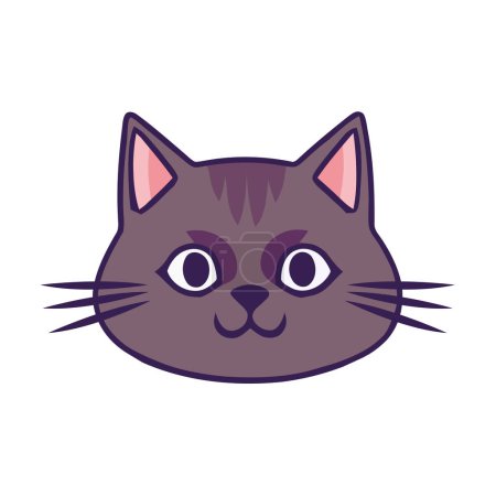 Illustration for Cute cat face over white - Royalty Free Image