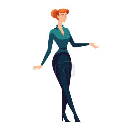 Illustration for Woman standing in elegant fashion over white - Royalty Free Image
