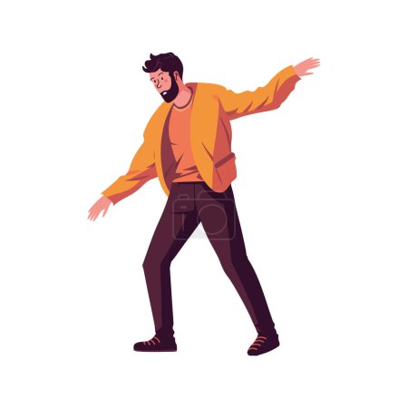 Illustration for Man celebrates success with a dance over white - Royalty Free Image