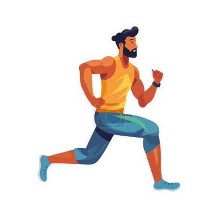 Ilustración de Atleta muscular corriendo con velocidad sobre blanco - Imagen libre de derechos