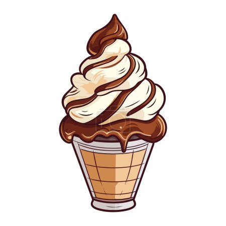 Téléchargez les illustrations : Crème fouettée et chocolat sur glace vanille sur blanc - en licence libre de droit