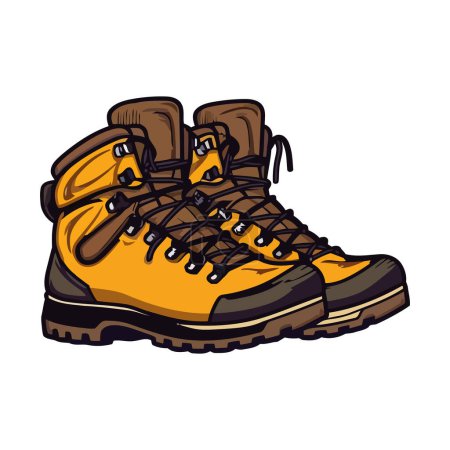 Ilustración de Par de botas de senderismo de cuero sobre blanco - Imagen libre de derechos