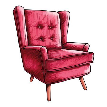 Téléchargez les illustrations : Canapé élégant avec coussin en cuir orné sur blanc - en licence libre de droit