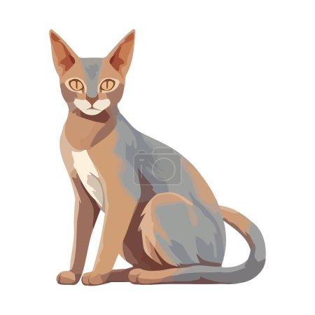 Illustration for Cute kitten sitting over white - Royalty Free Image