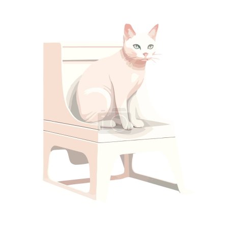 Illustration for Cute kitten sitting on a chair over white - Royalty Free Image
