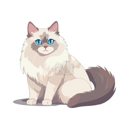 Illustration for Cute fluffy kitten sitting over white - Royalty Free Image