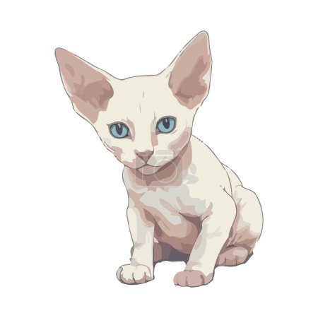 Téléchargez les illustrations : Mignon chaton regarder sur blanc - en licence libre de droit