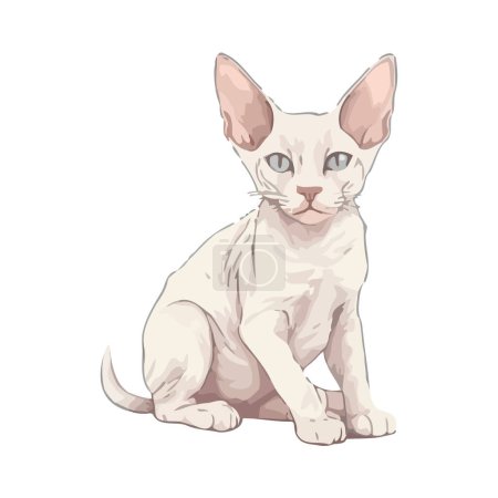 Illustration for Fluffy kitten looking cute and pampered over white - Royalty Free Image