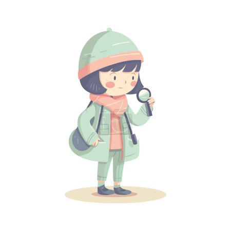 Illustration for Smiling chield in winter coats over white - Royalty Free Image