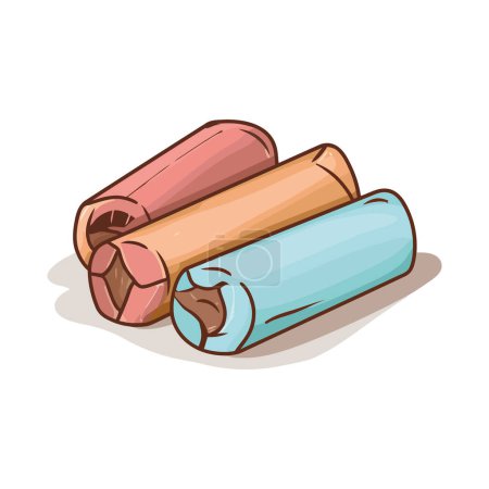 Illustration for Gourmet meal rolled up in paper packet over white - Royalty Free Image