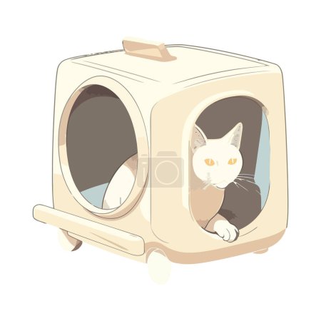 Illustration for Kitten in a travel box vector over white - Royalty Free Image