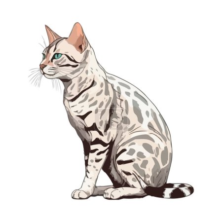 Lindo gatito sentado ilustración diseño sobre blanco