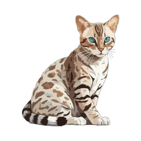 Illustration for Cute kitten sitting illustration over white - Royalty Free Image