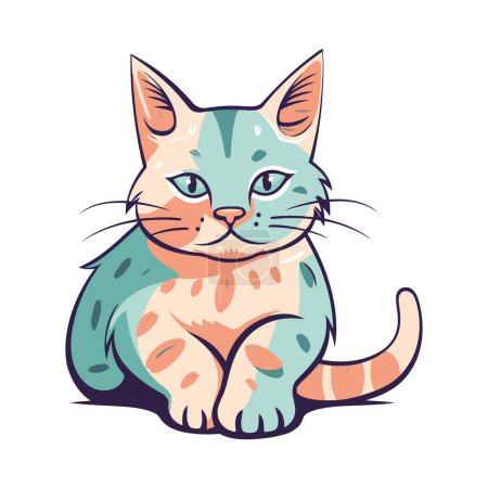 Illustration for Colored kitten sitting over white - Royalty Free Image