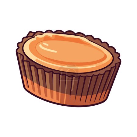 Illustration for Muffin with chocolate decoration over white - Royalty Free Image