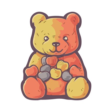 Ilustración de Lindo caramelo oso sobre blanco - Imagen libre de derechos