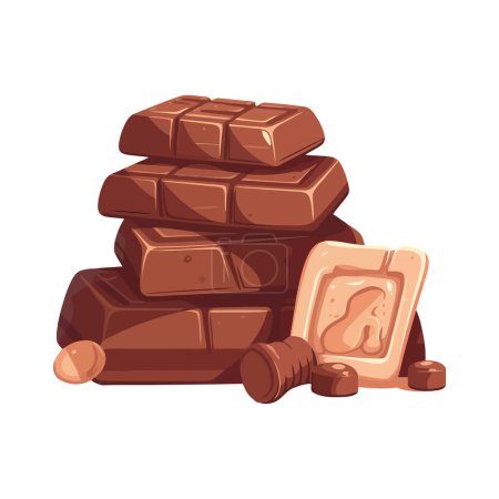 Illustration for Chocolate bar stacks over white - Royalty Free Image