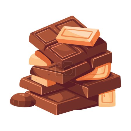Illustration for A stack of sweet chocolate bars over white - Royalty Free Image