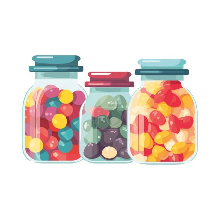 Illustration for Candy jars design illustration over white - Royalty Free Image