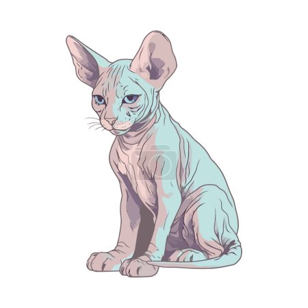 Illustration for Nice kitten sitting design illustration over white - Royalty Free Image