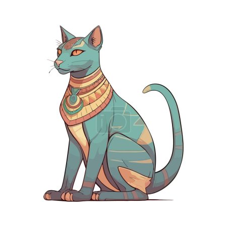 Illustration for Egyptian kitten sitting over white - Royalty Free Image