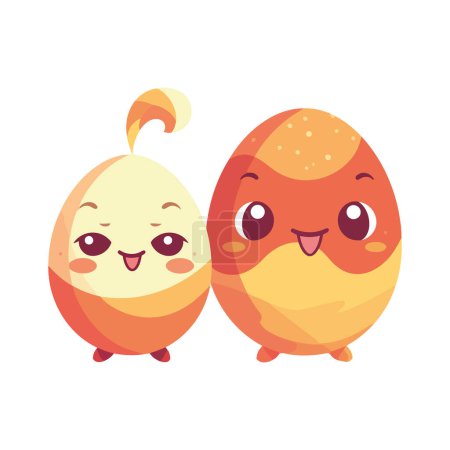 Illustration for Cheerful yellow bird mascots over white - Royalty Free Image