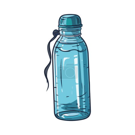 Ilustración de Frasco de plástico transparente con líquido azul sobre blanco - Imagen libre de derechos