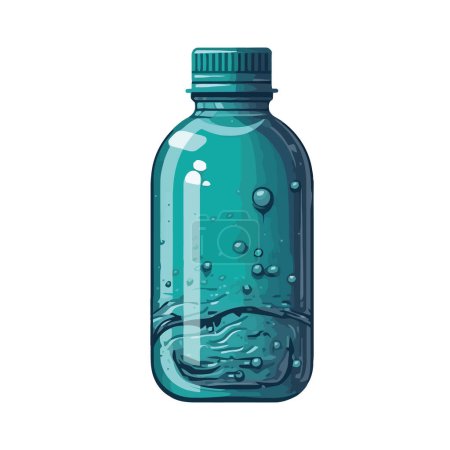 Illustration for Purified water in glass jar with bubbles over white - Royalty Free Image
