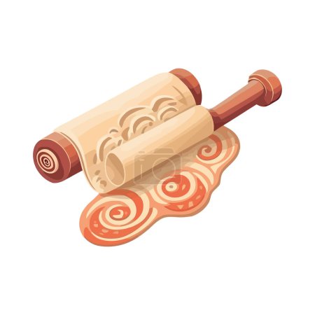 Illustration for Rolling pin for pasta over white - Royalty Free Image