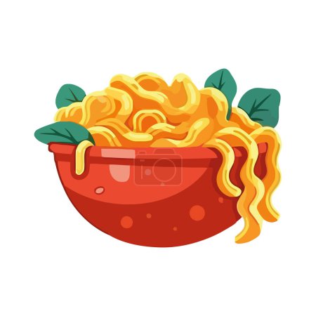Illustration for Gourmet pasta meal in bowl over white - Royalty Free Image