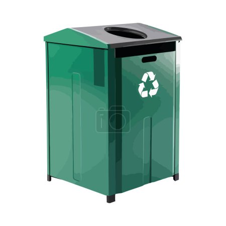 Illustration for Recycling on metal bin over white - Royalty Free Image