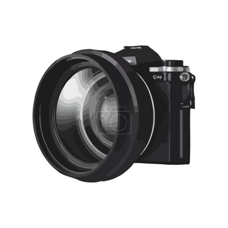 Illustration for Modern camera lens zooms in on reflection over white - Royalty Free Image
