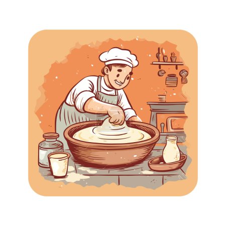 Illustration for Men working in pottery over white - Royalty Free Image
