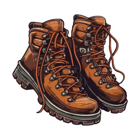 Illustration for Old fashioned hiking boot over white - Royalty Free Image