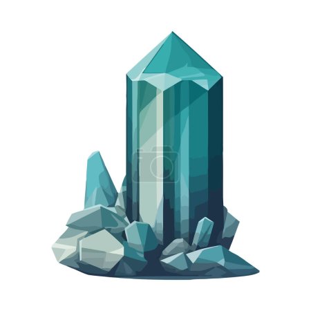 Illustration for Shiny crystal gemstone over white isolated - Royalty Free Image