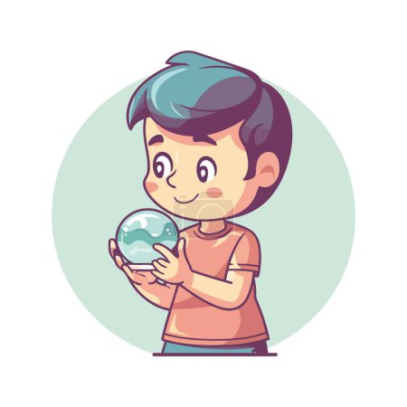 Illustration for Cheerful child holding ball isolated - Royalty Free Image