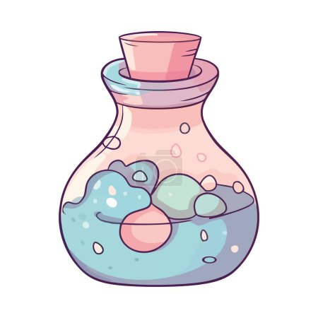 Ilustración de Vaso de precipitados transparente con burbujas aisladas - Imagen libre de derechos