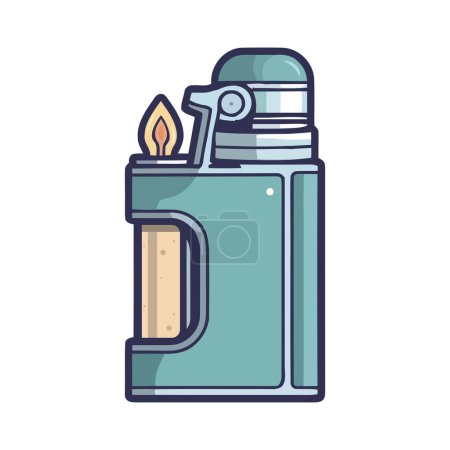 Téléchargez les illustrations : Un briquet incendié symbolise la source de gaz naturel sur le blanc - en licence libre de droit