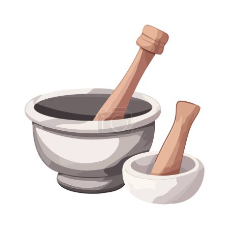 Illustration for Mortar and pestle mix over white - Royalty Free Image