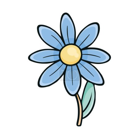 Illustration for Cute blue flower over white - Royalty Free Image